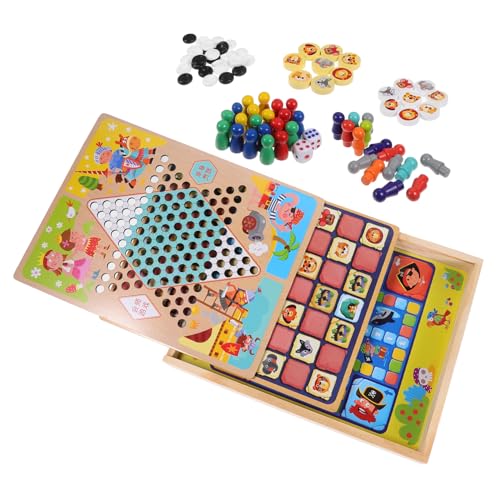 HAWILLOSCH 1 Satz Multifunktionales Schachspielzeug Tischhockeyspiel Ludo-Spiel Tragbares Reiseschachspiel Domino-Spielzeug Schachspiel Für Anfänger Damespielspielzeug Gänsespiel Hölzern von HAWILLOSCH