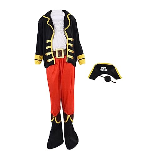 HAWILLOSCH Piratenkostüm Kinder Jungen 1 Satz Piraten-Performance-kostüm Halloween-Party- Piraten-Rollenspiel Cosplay-Outfits Kostüm-Requisite Halloween-Requisiten Piraten-Requisite Kinder Polyester von HAWILLOSCH