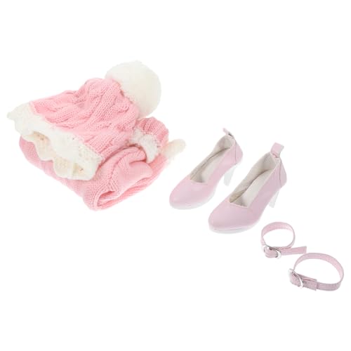 HAWILLOSCH 60cm Baby Spielzeug Puppe Outfit Set Winter Warm Mädchen Puppe Pullover Kleid Hut und Schuhe Neue Rosa 800804 von HAWILLOSCH