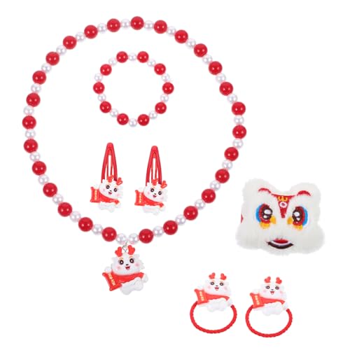 HAWILLOSCH 1 Satz Schmuckset Für Kinder Kinderringe Kinderschmuck Kind Schmuck Kleinkind-mädchen- Für Mädchen Kinder Halskette Babyschmuck Kleinkind Kette Metall Rot von HAWILLOSCH