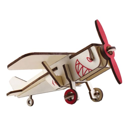 HAWILLOSCH 1 Satz Segelflugzeug Gehirnspielzeug Flugzeug Flugzeug-puzzlespielzeug Dreidecker Modellbausatz 3D-Puzzles Für Kinderpartys Entwicklungsspielzeug Beige Hölzern von HAWILLOSCH