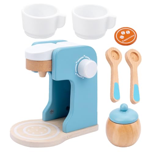 HAWILLOSCH Kaffeemaschine Klein 1 Set Holz Kaffeemaschine Mit Sound Lernspielzeug Für Kleinkinder Espressomaschine Und Zubehör Fördert Kreatives Und Soziale Fähigkeiten Jahren von HAWILLOSCH