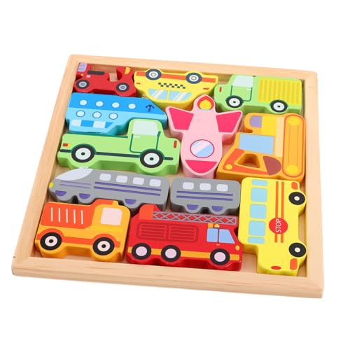 HAWILLOSCH 1 Set Holzfahrzeug-Matching-Spiel Für Kleinkinder, Lehr-Puzzle-Spielzeug Für Den Kindergarten, Fahrzeug-Puzzle Zur Entwicklung Der Hand-Auge-koordination Und Kognitiver von HAWILLOSCH