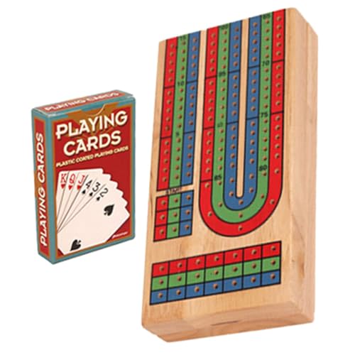 HAWILLOSCH 1 Set Holzspielbrett Spielbrett Holz Holz Dekorative Cribbage Karten Spieltischläufer von HAWILLOSCH