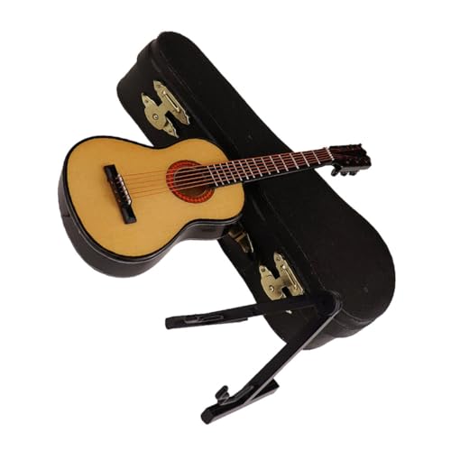 HAWILLOSCH 1 Set Mini Gitarre Modell Miniatur Gitarre Spielzeug Mini Gitarre Mini Musikinstrument Puppe Musikinstrument Puppenhaus Zubehör Mini Puppe Gitarre von HAWILLOSCH