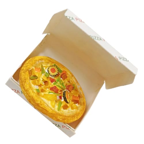 HAWILLOSCH 1 Set Mini Pizza Mit Box Miniaturen Puppenhaus Mini Pizza Requisite Gefälschte Pizza Foto Requisite Mini Pizza Dekor Simulierte Pizza Winzige Lebensmittel Requisite Pizza von HAWILLOSCH