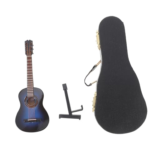 HAWILLOSCH Musikinstrument Gitarre Kinder Holzgitarre Dekoratives Modell Für Puppenhaus Klassische Blaue Gitarre Mit Und Koffer Für Die Heimdekoration Und Sammler von HAWILLOSCH