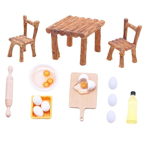 HAWILLOSCH 1 Set Miniatur Puppenhaus Zubehör Miniatur Stuhl Und Backutensilien Modell Für Das Puppenhaus Essensspielzeug Resin Natürliche Farbe Perfekt Für Miniaturliebhaber von HAWILLOSCH