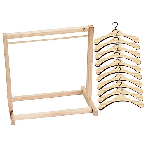 HAWILLOSCH 1 Set Puppen Kleiderbügel Aus Holz Mini Spielzeug Kinderspielzeug Puppenhaus Zubehör Spielzeug Für Mädchen Puppen Kleiderhalter Schrank Wäscheständer Mädchen Puppen von HAWILLOSCH