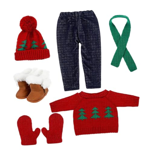 HAWILLOSCH 1 Set Puppen Weihnachtskostüm Plüsch Puppenkleidung Puppen Weihnachtsmütze Weihnachtspuppen Outfits Puppen Weihnachtskleidung Weihnachtskostüm Puppen Weihnachtspullover von HAWILLOSCH