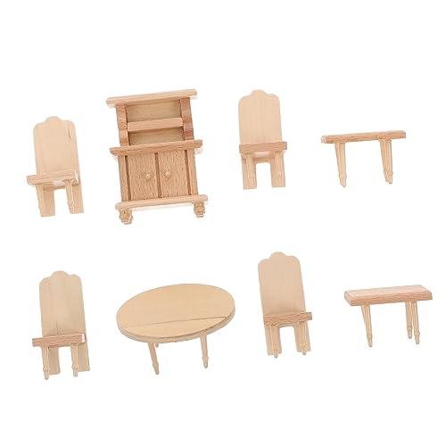 HAWILLOSCH 1 Set Puppenhaus Tisch Und Stuhl Miniatur Esszimmermöbel Für Puppenhäuser Holzspielzeug Für Kreative Rollenspiele Perfekt Für Kinderzimmer Deko von HAWILLOSCH