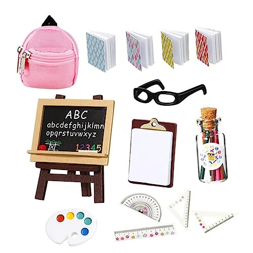 HAWILLOSCH 1 Set Miniatur Schule Liefert Spielzeug Schule Puppe Schule Sulies Tasche Miniatur Bleistifte von HAWILLOSCH