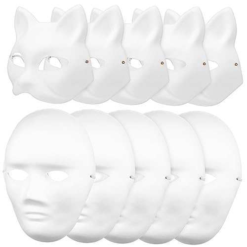 HAWILLOSCH DIY Papiermasken Für Maskerade Partys Weiße Katzen Und ännermasken Zum Selbergestalten Handbemalte Cosplay Masken Für Karneval Und Halloween von HAWILLOSCH