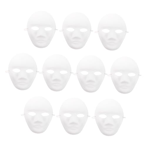 HAWILLOSCH 10 Stück Weiße Papiermasken Zum Bemalen DIY Masken Für Männer Und Frauen Leere Maskerade Masken Für Karneval Halloween Und Bastelpartys Unbemalte Bastelmasken von HAWILLOSCH