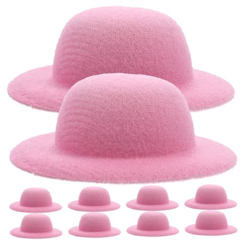 HAWILLOSCH 10St Mini-Strohhut Mini-Strickmützen Mini-Babys Trollpuppe Mini-Kappen zum Basteln Geburtstagsparty-Hüte kleines Deko-Accessoire Puppenmütze selber Machen Hut- Flanell Rosa von HAWILLOSCH