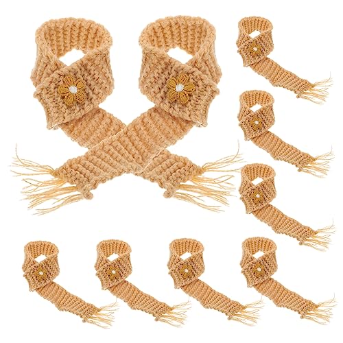 HAWILLOSCH 10St kuschelig cutermesserser strickset schal small Favors handystativ Mini-Halstuch Kleiner Haustierschal basteln bastelset dekorativer Puppenschal Puppenzubehör Baumwolle Khaki von HAWILLOSCH