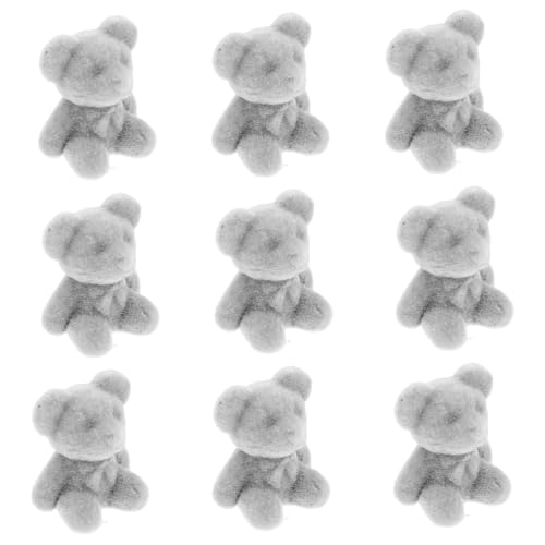 HAWILLOSCH 10st Mini-bärpuppe Bär Dekoration Beflockte Mini-bärendekorationen Mikrolandschaftsbär Cartoon-Miniatur-bärenfiguren Mini-bär-dekore Garten Kleine Statuen Mini-bären- PVC Grey von HAWILLOSCH