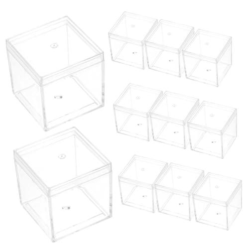 HAWILLOSCH 12Er-Box transparente Kunststoffbox lagercontainer han karteikasten stauraum boxen storage boxes schmucktablett Probenbehälter Musterkoffer quadratische Vitrine p.s von HAWILLOSCH