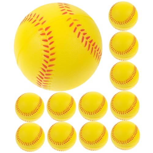 HAWILLOSCH 12st Schwamm-Baseball Sport-stressbälle Draußen Baseball Spielen Kinder Trainieren Baseball Sporttrainingsbälle Kleinkind Jagt Baseballbälle Baseball Trainieren Flummi Pu Yellow von HAWILLOSCH