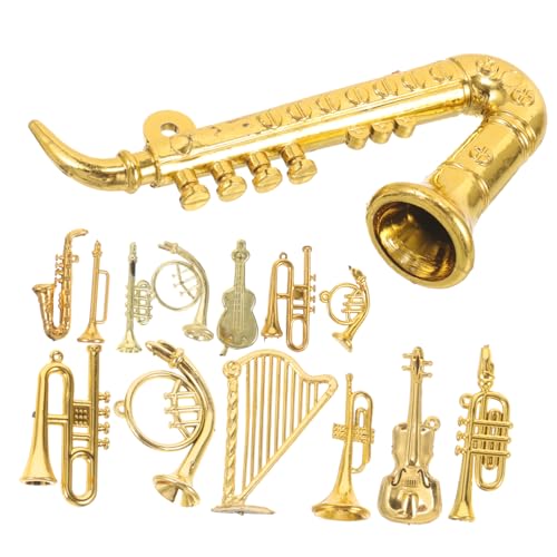 HAWILLOSCH 14 Teiliges Set Mini Musikinstrumente Für Weihnachtsbaum Deko DIY Miniatur Instrumente Für Bastelprojekte Geschenkideen Und Festlichkeiten von HAWILLOSCH