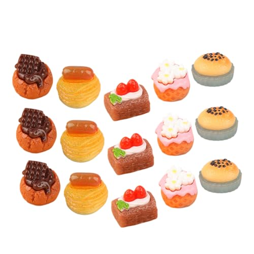 HAWILLOSCH 15st Minikuchen Gefälschtes Küchenspielzeug Mini-hausdekoration Dessert-Modell- Food-Requisiten- Miniatur-kuchendessert Mini-hausverzierung Dekorative Minitorte Harz von HAWILLOSCH