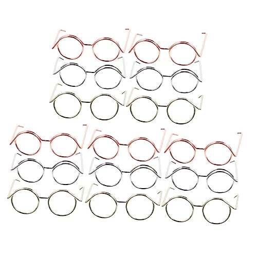 HAWILLOSCH 15st Puppenbrille Mikropuppen-Sonnenbrille Us-Sonnenbrille Zubehör Katze Klassische Retro-Sonnenbrille Sonnenbrillen Für Puppen Brillen-Foto-Requisiten Winzige Brille Kupferkabel von HAWILLOSCH