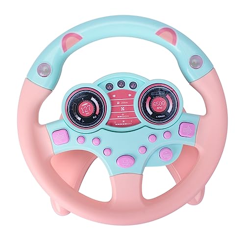 HAWILLOSCH 1Pc Gefälschte Lenkrad Simulation Für Kinder Pädagogisches Spielzeug Rosa Motorikspielzeug Für Kinderwagen Und Autositz Spielzeuglenkrad Für Interaktive Spielerlebnisse von HAWILLOSCH