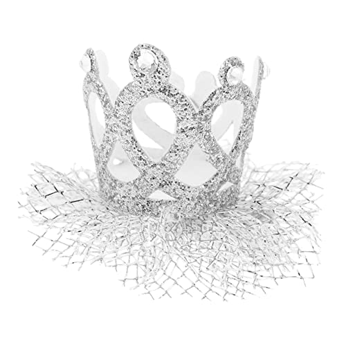 HAWILLOSCH 1Stk Krone Haarschmuck Haarspangen für Mädchen Spitze Krone Kopfschmuck Tiara-Haarspange kinder haarschmuck hair accessories for Haarklammer -Krone-Haarnadel Netz Silver von HAWILLOSCH