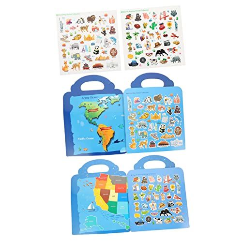 HAWILLOSCH 2 Karten-Sticker-Buch Karte des amerikanischen Stickerbuchs Fensteraufkleber Tieraufkleber lustiges Kind kinderkram Buch Kinder bastelset Lernspielzeug Aufkleberbuch für Kinder PVC von HAWILLOSCH