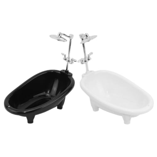 HAWILLOSCH Aufblasbare Badewanne Miniatur Badewanne Für Puppenhaus Realistische Badezimmeraccessoires Für Puppen Weiße Und Schwarze Mini Badewanne Für Kreative Puppenhaus Dekoration von HAWILLOSCH