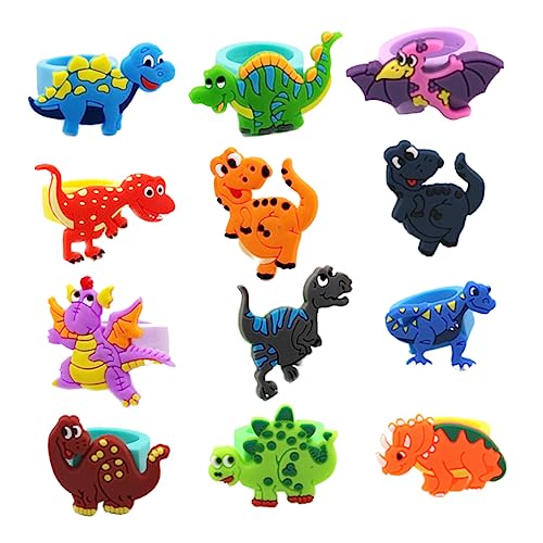 HAWILLOSCH 20 Stück PVC Dinosaurier Fingerringe Lustige Fingerpuppen Für Kinder Spielzeug Für Kindergeburtstage Gastgeschenke Zufälligem Stil Dinosaurier Finger Spielzeug von HAWILLOSCH