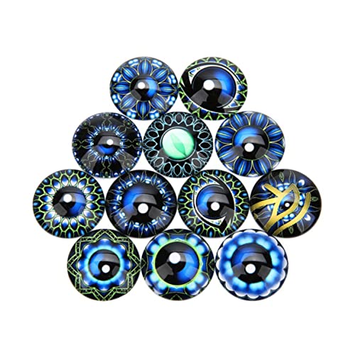 HAWILLOSCH 20 Stück Patches Scrapbooking Eye Time Gem Edelsteine ​​Glasaufkleber Rund Glas Cabochon DIY Schmuck Material Blau von HAWILLOSCH