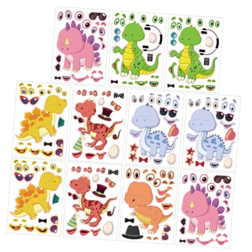 HAWILLOSCH 24St Dinosaurier-Puzzle-Aufkleber Dinosaurierwand rosa Dinosaurieraufkleber Kinder bastelset Kinder geburtstagsdeko Puzzlematte Aufkleber mit Dinosauriermuster Partygeschenke von HAWILLOSCH