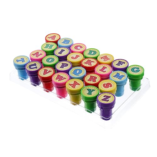 HAWILLOSCH 26St Kinderstempel Kinderbrief Tinte für Kinder kiddostempel Kinder Stempel Alphabetstempel für Kinder selbstfärbende Stempel schöne Stempel mit 26 Buchstaben Plastik Violett von HAWILLOSCH