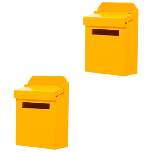 HAWILLOSCH 2St Letterbox-Modell handwerkskunst handystativ Fantasie Spielzeug Mini-Zubehör Miniatur Wand briefkasten Postfach im Mikro-Landschaftsformat Briefkasten Spielzeug hölzern Yellow von HAWILLOSCH