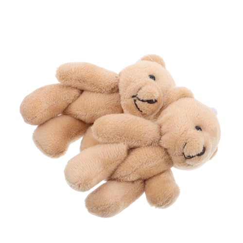 HAWILLOSCH 2St Puppenhauspuppe Geburtstags Mini Plüschbären Übernachtungs Puppenhaus Figuren Bär Schlüsselanhänger kleine Kuscheltiere kurzer Plüsch Beige von HAWILLOSCH