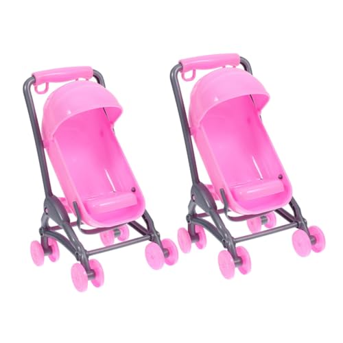 HAWILLOSCH 2St Spielzeugkinderwagen für Kinder Puppenwagen Kinderwagen Spielzeug Puppenpflege Spielzeug-Kinderwagen Babypuppenbett Spielhauszubehör Spiel Kinderwagen Spielen Abs Rosa von HAWILLOSCH