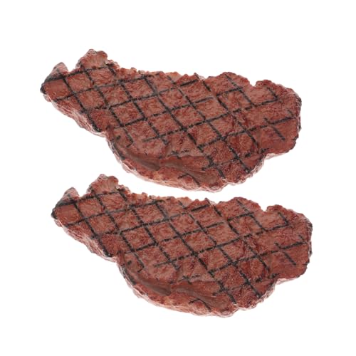 HAWILLOSCH 2st Food-Modell Simulation Von Steaks Gefälschte Lebensmittel Realistisch Faux-Steak-Modell Ausstellungsmodell Für Geröstetes Steak Künstliches Steak BBQ-dekor Brown Plastik von HAWILLOSCH