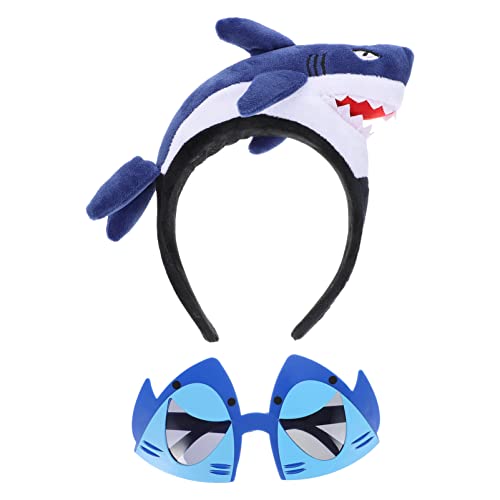 HAWILLOSCH 2st Hai-stirnband-brille Hai Partygeschenke Requisiten Für Fotoautomaten Kind Sonnenbrille Kostümzubehör Für Meerestiere Outdoor-brille Make-up-haarband Hai-kostüm-hut Plastik Blue von HAWILLOSCH