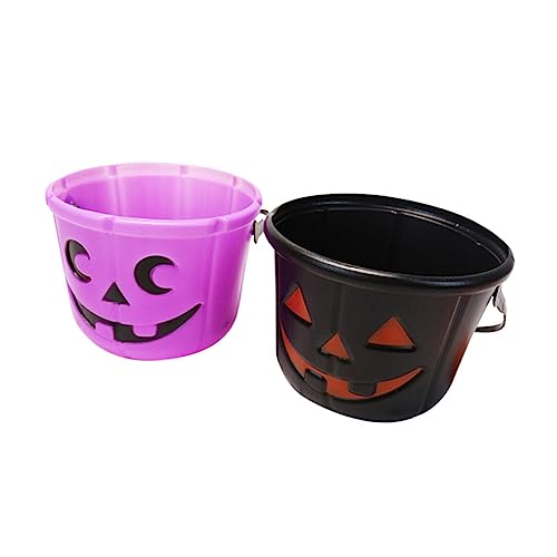 HAWILLOSCH 2st Kürbis Eimer Partybevorzugungseimer Halloween-süßigkeitshalter Süßigkeitenhalter Für Kinder Süßes Oder Saures Für Kinder Spieleimer Für Kinder Halloween-kürbisse Plastik Black von HAWILLOSCH