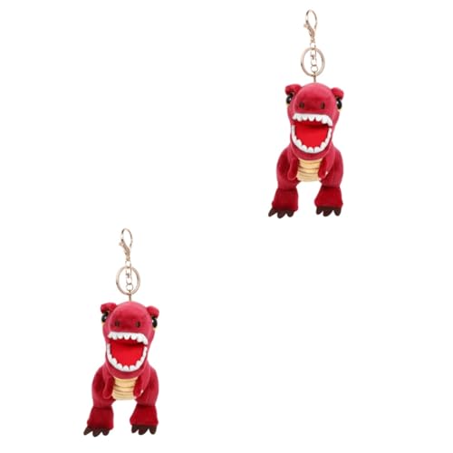 HAWILLOSCH 2st Puppe Schlüsselanhänger Dinosaurier Plüsch Mini-plüsch-dinosaurierfiguren Unscharfer Schlüsselanhänger Dinosaurier-Rucksack-Ornamente Mini-Babys Rot Super Weicher Kurzplüsch von HAWILLOSCH