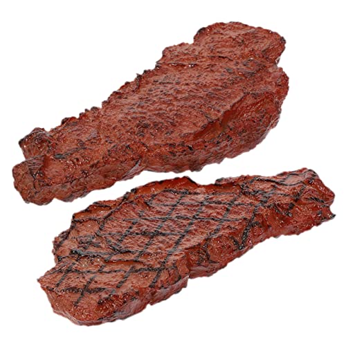 HAWILLOSCH 2st Steak-Modell Künstlich Gekochtes Steak Künstliches Steak Fotografie Steakmodell Gefälschte Kekse Tischdekoration Fleisch Faux-Fleisch-Modell Künstliche Früchte Brown PVC von HAWILLOSCH