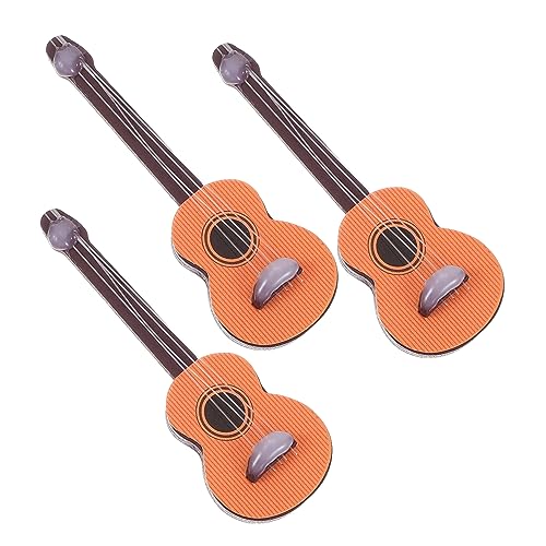 HAWILLOSCH 3 Stück Puppendekor Zubehör Miniaturen Musikspielzeug Puppenhaus Miniatur Gitarre DIY Miniatur Instrumente Winzige Gitarre Miniatur Gitarren Mini Gitarre Puppe Gitarren Holz von HAWILLOSCH