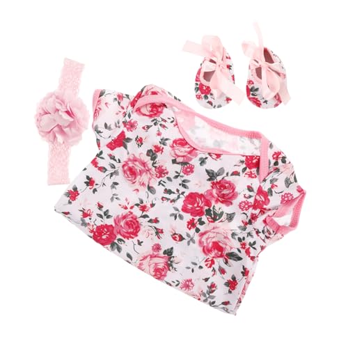 HAWILLOSCH 3 Stück Puppenkleidung Accessoires Mädchen Outfits Babykleidung Für Mädchen Rosenmuster Bodys Babypuppen Zubehör Kurzärmliger Einteiliger Overall Kleidung Für von HAWILLOSCH