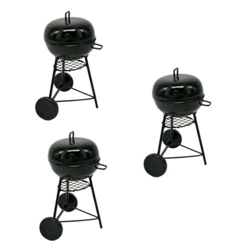 HAWILLOSCH 3St Grillverzierung aus Metall Figur Brotmacher Miniatur Kleiner Grill tragbar puppenhauszubehör blackh Standfest swor Desktop-Ornament Mini-Grillrost Camping-Layout-Stütze von HAWILLOSCH