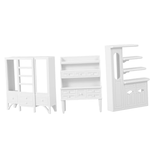 HAWILLOSCH 3St Miniaturmöbel Modellbau Schrank Modellbau Schublade puppenhaus Einrichtung Miniaturhaus Kleines Kommodenmodell Mini-Küchenschränke Miniatur-Puppenhausmöbel Minischrank Abs Weiß von HAWILLOSCH