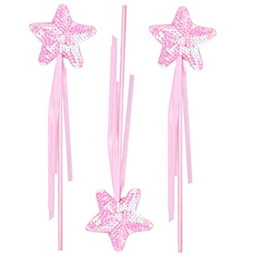 HAWILLOSCH 3St Zauberstab Zauberstäbe der Sternenprinzessin Requisiten für Babyfotos Flash-Kostüm Fairy Wand Spielzeug für Kinder Neuheit Feenstab Bühnenperformance Feenstöcke Plastik Rosa von HAWILLOSCH