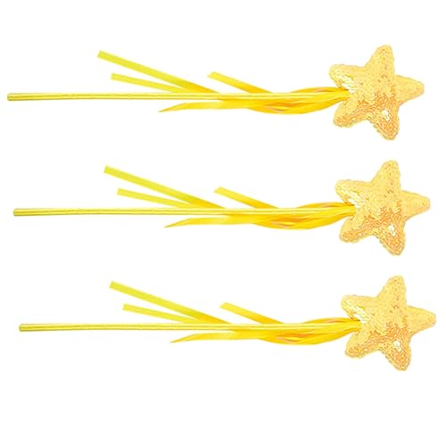 HAWILLOSCH 3St Zauberstab heeloween Fairy Wand plastikenten spielzeuge für Kinder Toys Adukt-Spielzeug dekorative Hexenstäbe Zauberstäbe für Mädchen dekorativer Feenstab Stoff Yellow von HAWILLOSCH