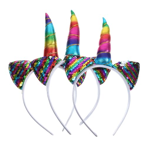 HAWILLOSCH 3st Einhorn Stirnband Cosplay-stirnbänder Haarband Partygeschenk Haarschmuck Einhorn-stirnbänder Für Mädchen Party-stirnband Einhorn-cosplay-stirnband Einhorn-kopfbedeckung Metall von HAWILLOSCH