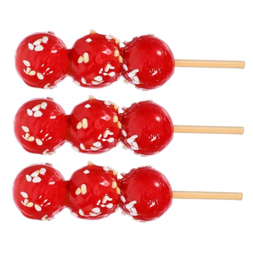 HAWILLOSCH 3st Kandiertes Haws-Modell Winzige Kandierte Kerne Kandierte Haws-Requisiten Chinesisches Spielessen Lebensechter Eiszucker Bingtanghulu-Spielzeug Dessert-Spielzeug Rot PVC von HAWILLOSCH